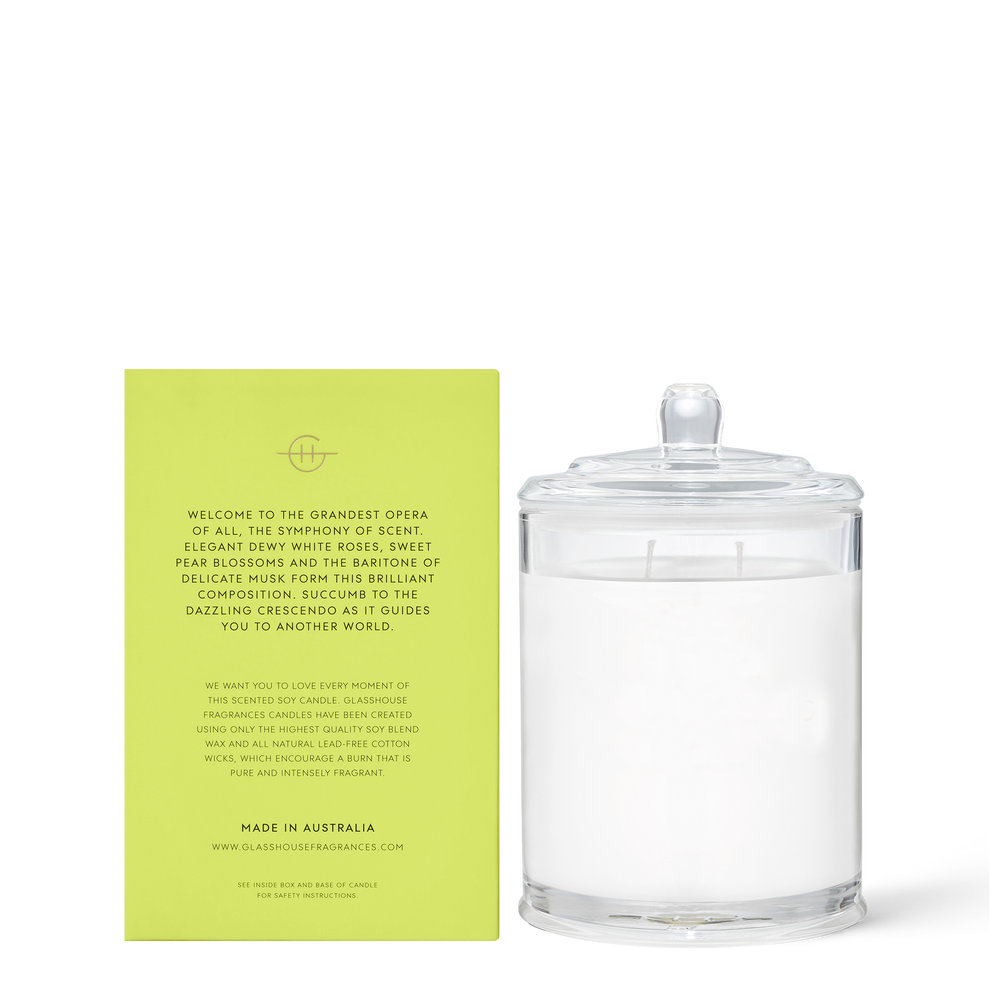 
                  
                    Flower Symphony 380g Candle A transcendent everyday luxury, it creates instant ambience. A trio of blooms (rose, jasmine and freesia) and juicy pear sing together in harmony.
                  
                