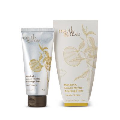 Citrus Hand Cream (75ml) Mandarin, Lemon Myrtle & Orange Peel  A coveted best seller! Enriched with Shea Butter, Rosehip Oil, Jojoba, Camillia Tea Oil and Chamomile Extract. This hand cream has been formulated to be deeply moisturising, non greasy and ready absorbed to soften your skin, leaving hands feeling nourished and superbly scented.