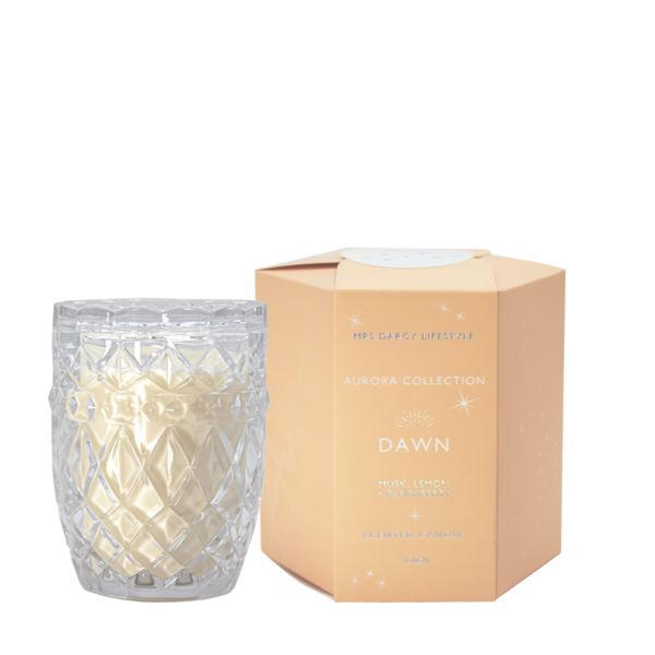 Dawn Candle Dawn is a lovely mix of citrus but with gorgeous fresh top notes of musk, lemon + blackberry.
