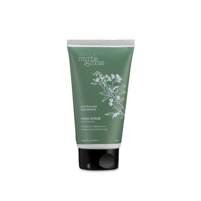 Gardeners Hand Scrub (150ml) Reward hands with this gel-based botanical hand and body scrub. Exfoliating pumice stone and bamboo stem will wash away dirt and grime, leaving hands superbly soft and smooth.Apply Myrtle & Moss Gardeners Hand Balm to indulge skin.