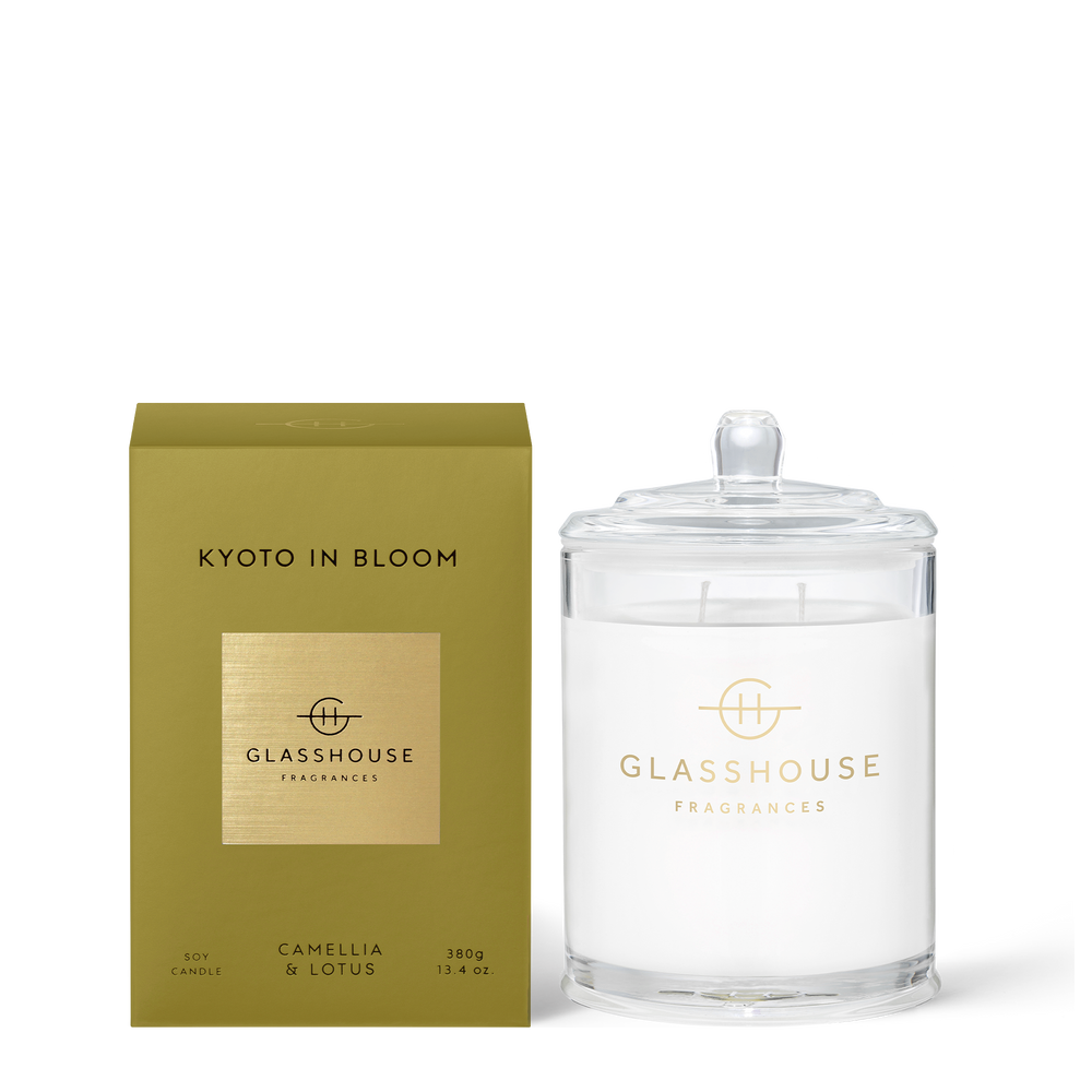 Kyoto In Bloom 380g Candle A transcendent everyday luxury, it creates instant ambience. Sweet, ethereal, diaphanous - like lotus and cherry blossoms caught in a spring breeze.
