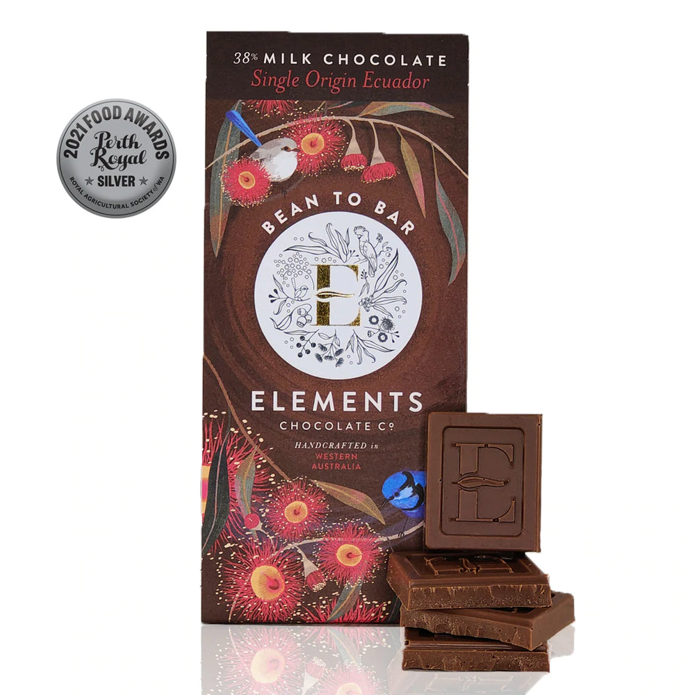 38% Creamy Ecuadorian Milk Chocolate This milk chocolate is far from bland and due to the high grind time and quality sustainably sourced Ecuadorian bean, there is a richness to this pure milk chocolate that will keep you coming back for more.