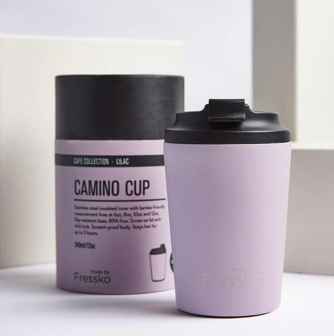 
                  
                    Camino Cup 12oz The stylish, chemical-free, lightweight, insulated stainless steel reusable coffee cup is the new and improved version of the classic takeaway cafe cup.
                  
                