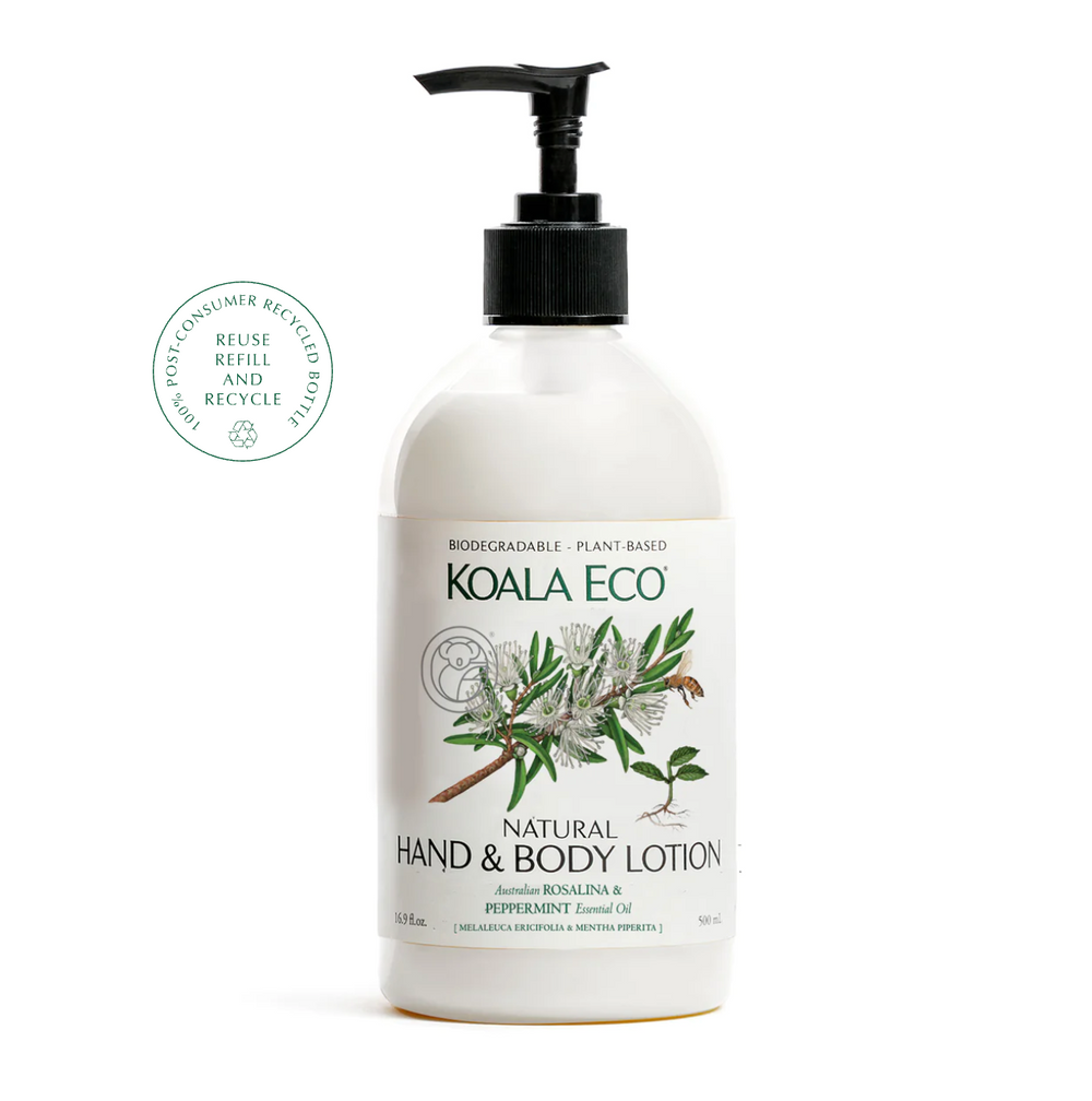 Hand & Body Lotion | Rosalina & Peppermint Our Rosalina & Peppermint Hand & Body Lotion combines two of nature’s best stress relievers and anti-inflammatories in one powerful, aromatic formula. This biodegradable and eco-friendly plant-based formula is safe for sensitive skin.