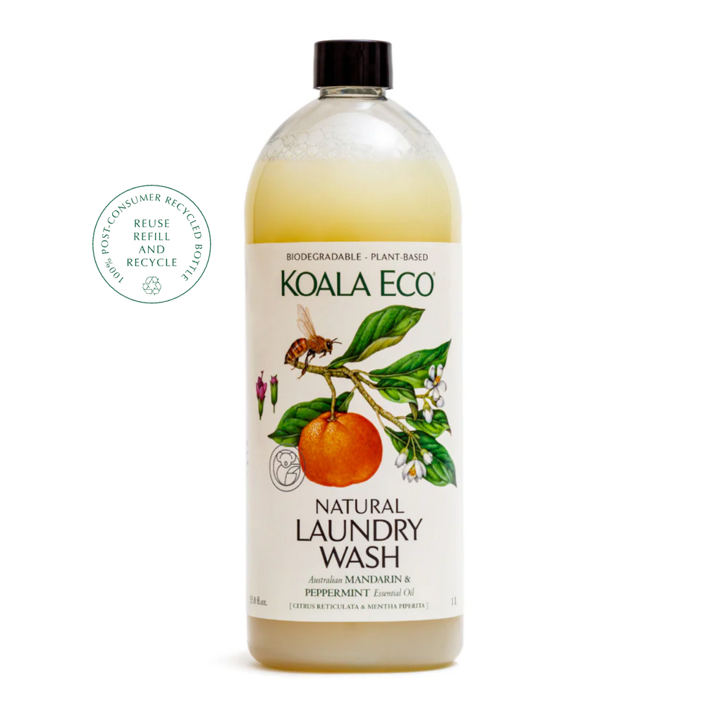 Natural Laundry Wash 1L Our Mandarin & Peppermint Laundry Wash combines two of nature’s best antibacterials in one powerful, aromatic formula.