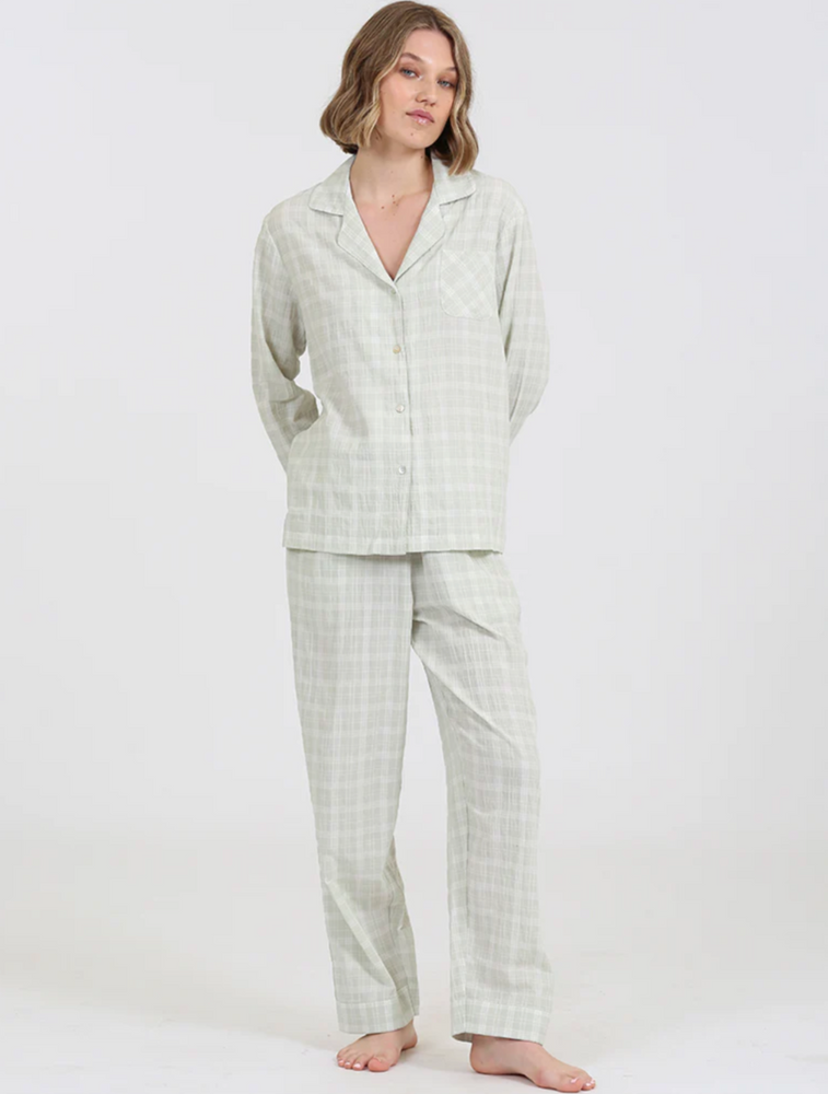 
                  
                    Margot Gingham Full Length Pajamas Channel french girl style in our bestselling gingham. Made from the softest blend of cotton and viscose that will keep you cool and comfortable.
                  
                