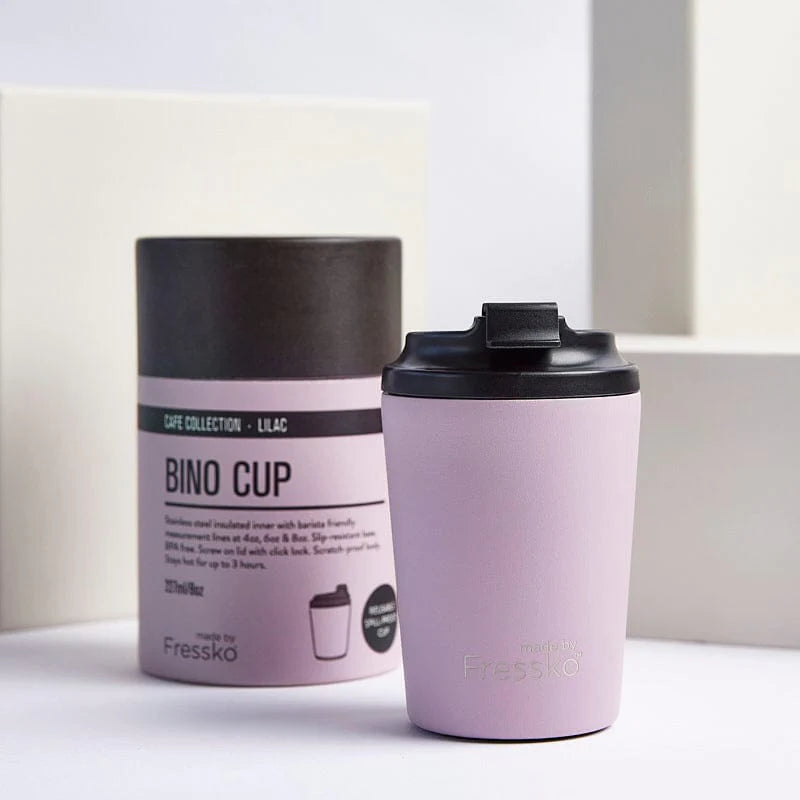 
                  
                    Bino Cup 8oz Fressko brings you a stylish, chemical-free, lightweight, insulated stainless steel reusable coffee cup that is the new and improved version of the classic takeaway cafe cup.
                  
                