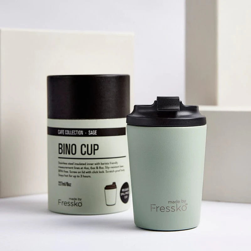 
                  
                    Bino Cup 8oz Fressko brings you a stylish, chemical-free, lightweight, insulated stainless steel reusable coffee cup that is the new and improved version of the classic takeaway cafe cup.
                  
                